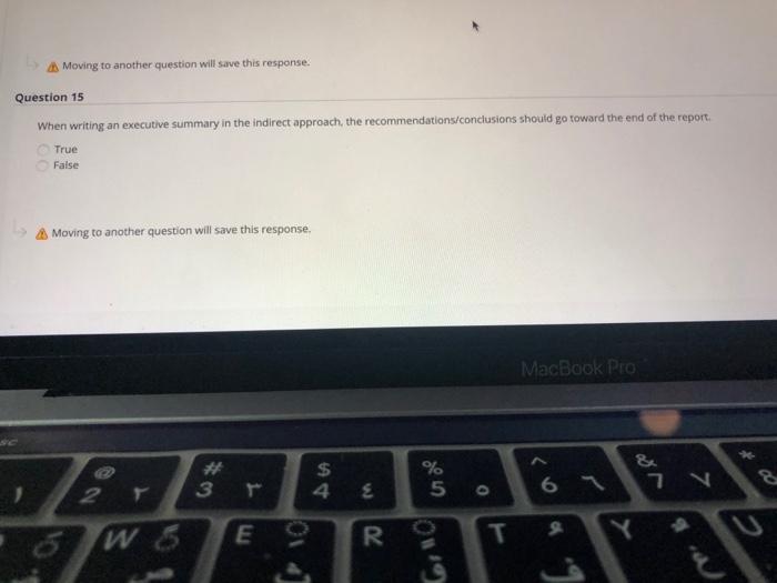 Moving to another question will save this