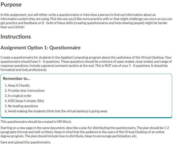 Purpose In this assignment, you will either write