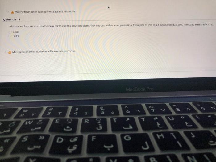 Moving to another question will save this