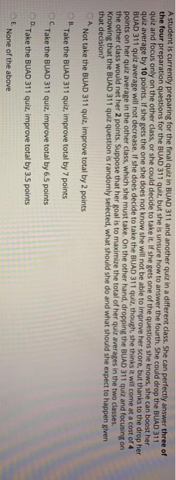 A student is currently preparing for the final