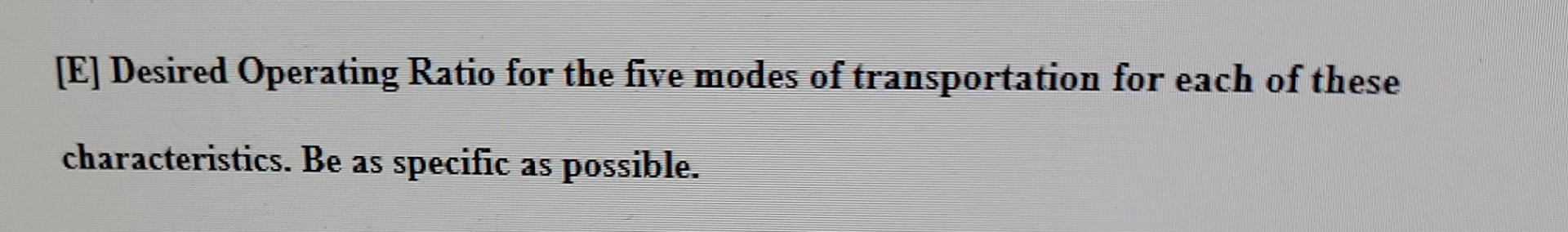 please help! [E] Desired Operating Ratio for the
