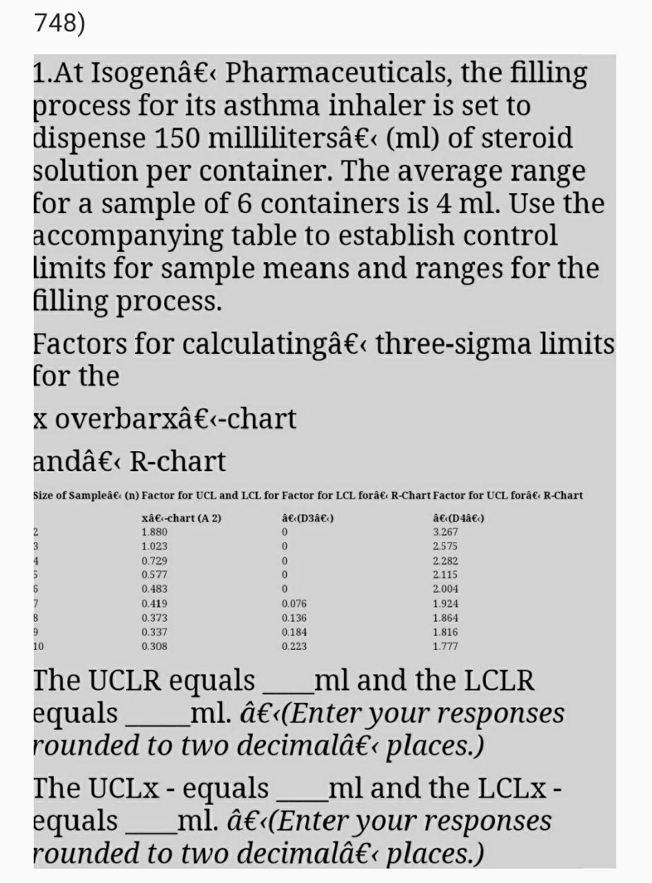 Operations Management 748) 1.At Isogen <