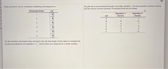 Using Johnson's rule for 2-machine scheduing the