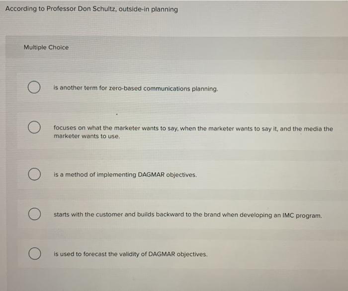 According to Professor Don Schultz, outside-in