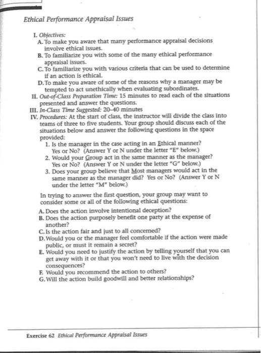 can you do quicly Ethical Performance Appraisal