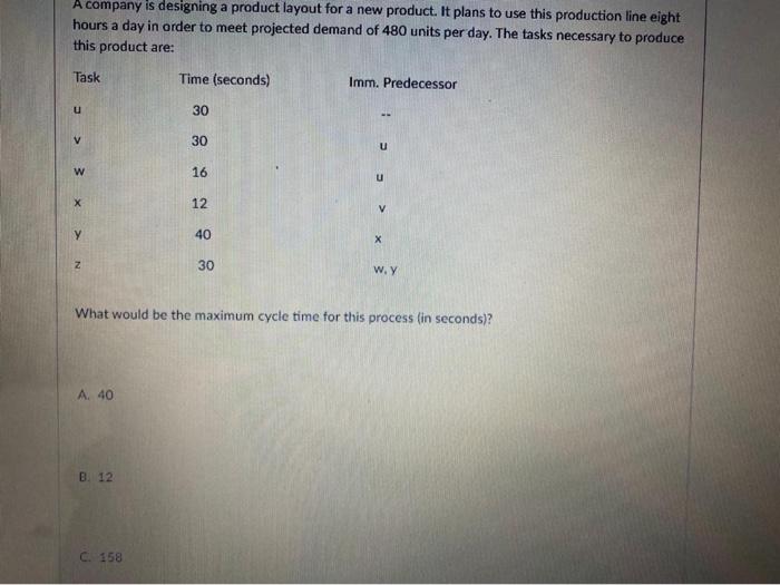 show work please A company is designing a product