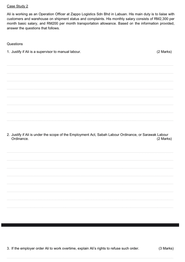 Case Study 2 Ali is working as an Operation