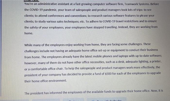 You're an administrative assistant at a fast