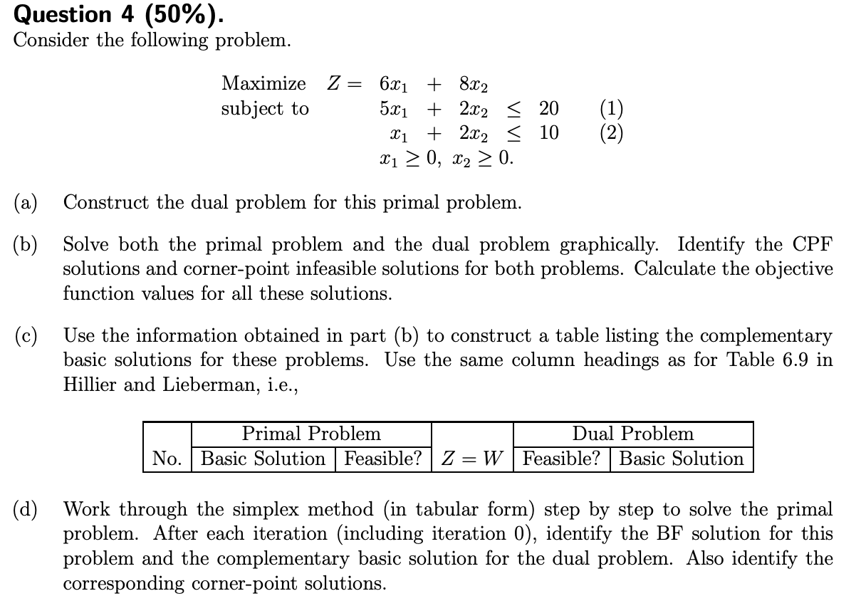 Question 4 (50%). Consider the following problem.
