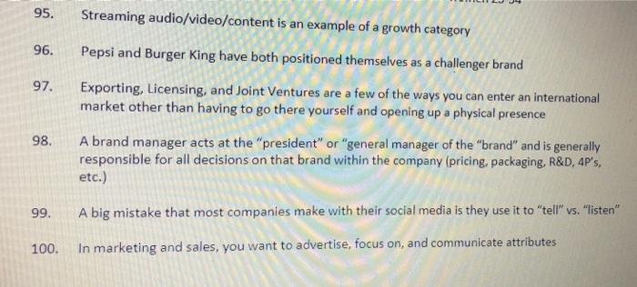 Most are true. identify the 10 statements that