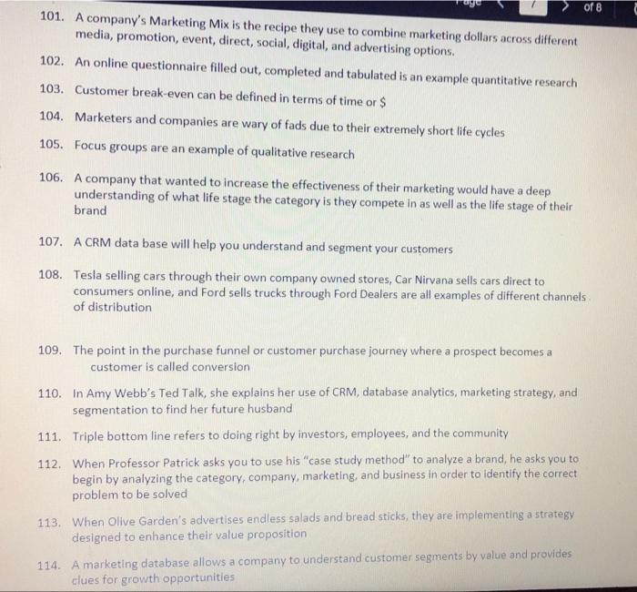 Most are true. identify the 10 statements that