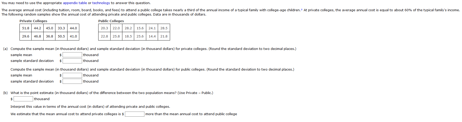 You may need to use the appropriate appendix