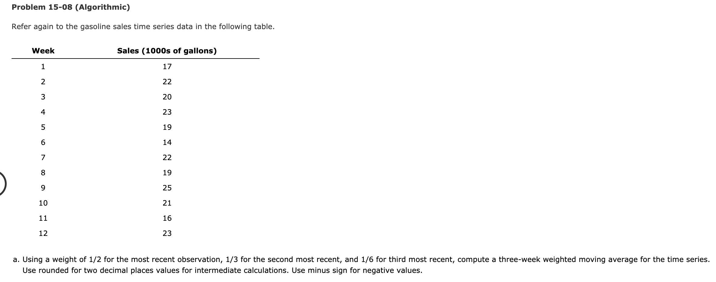 Problem 15-08 (Algorithmic) Refer again to the