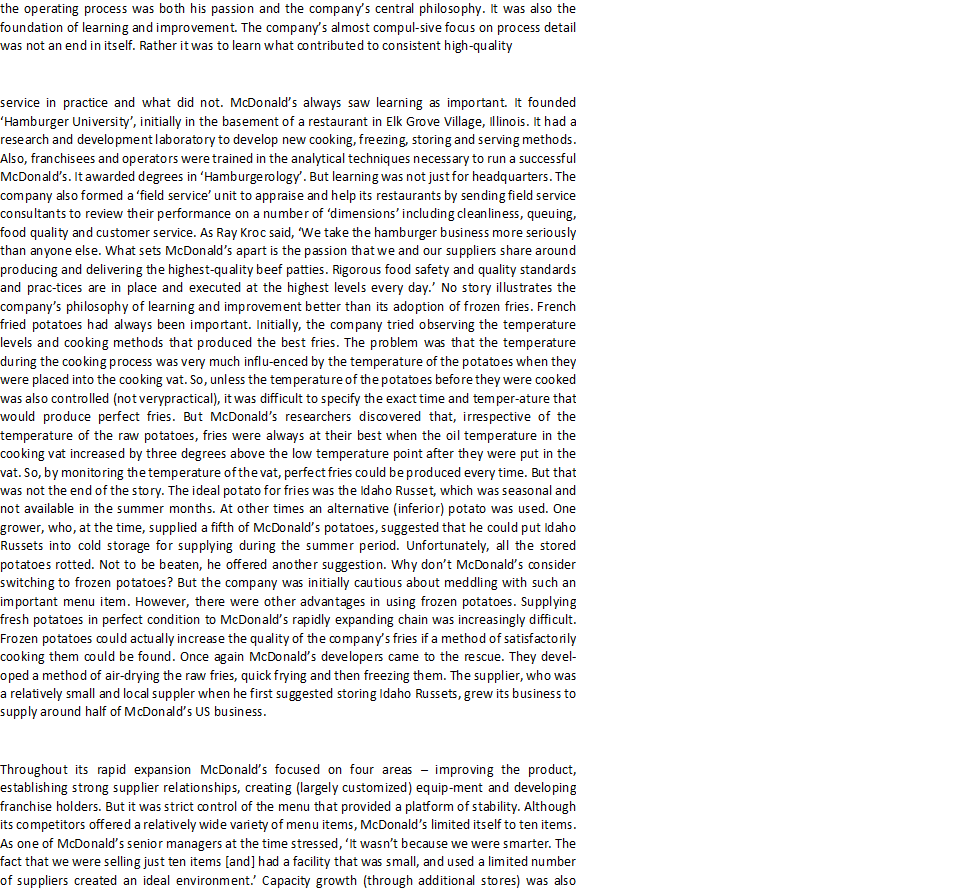 Read the McDonalds case study Slack et al. (2019;
