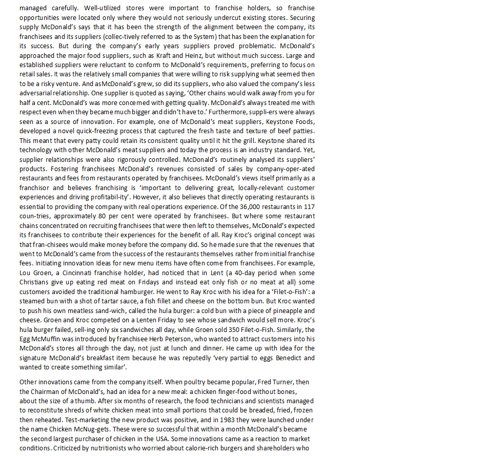 Read the McDonalds case study Slack et al. (2019;