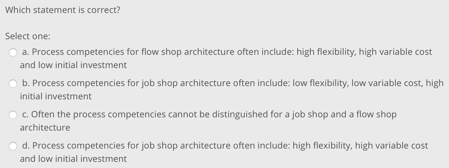 Which statement is correct? Select one: a.