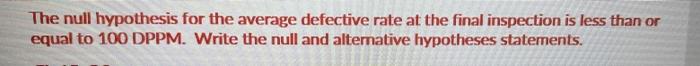 The null hypothesis for the average defective
