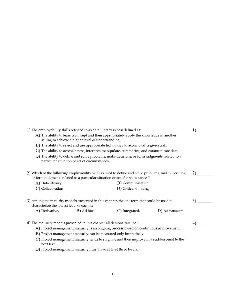 1) 1) The employability skills referred to as