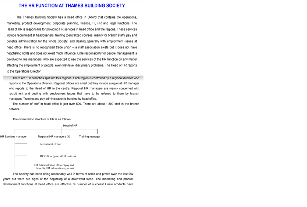 THE HR FUNCTION AT THAMES BUILDING SOCIETY The