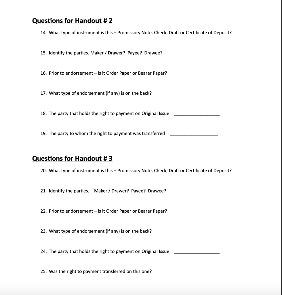 THIS QUESTION IS POSTED FOR HANDOUT #2. PLEASE