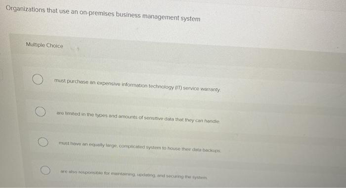 Organizations that use an on-premises business