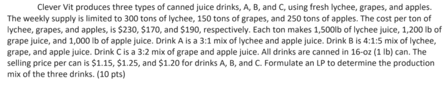 Clever Vit produces three types of canned juice