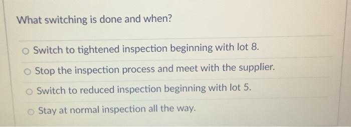 Quality level What switching is done and when? o