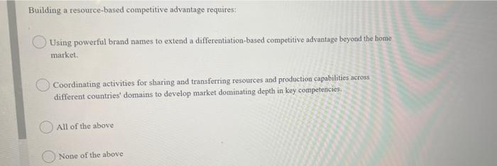 Building a resource-based competitive advantage