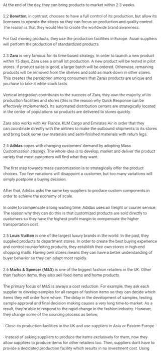 COURSE: SUPPLY CHAIN MANAGEMENT ATTACHED CASE