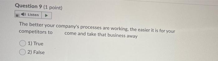 Question 2 (1 point) Listen External factors in