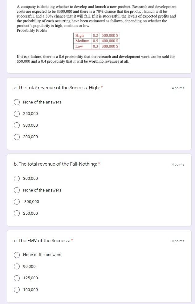 A company is deciding whether to develop and