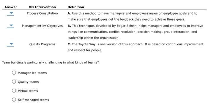 Answer OD Intervention Definition Process