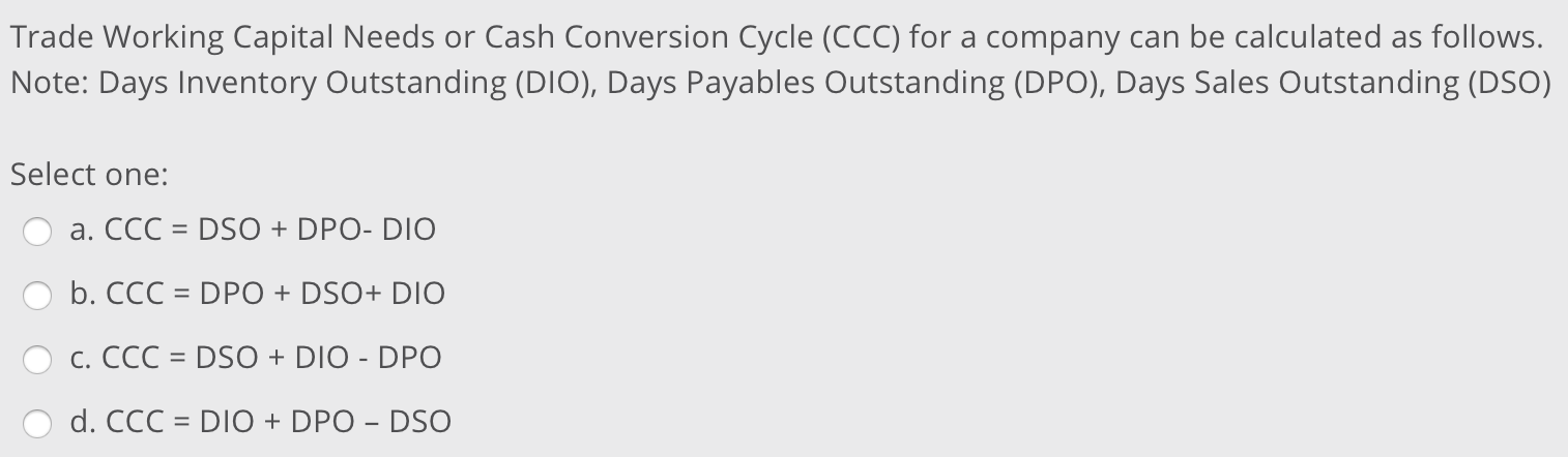 Trade Working Capital Needs or Cash Conversion