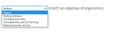 < is NOT an objective of ergonomics. Select