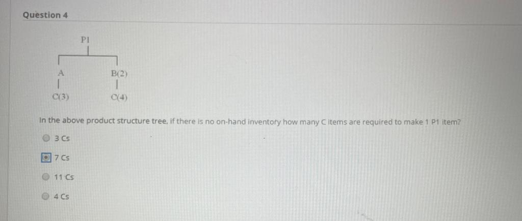 Question 4 PI B(2) 1 C/4) C(3) In the above