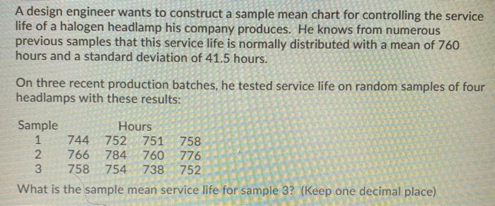 A design engineer wants to construct a sample