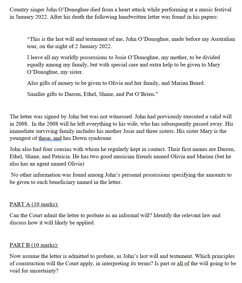 Country singer John D'Donoghue died from a heart