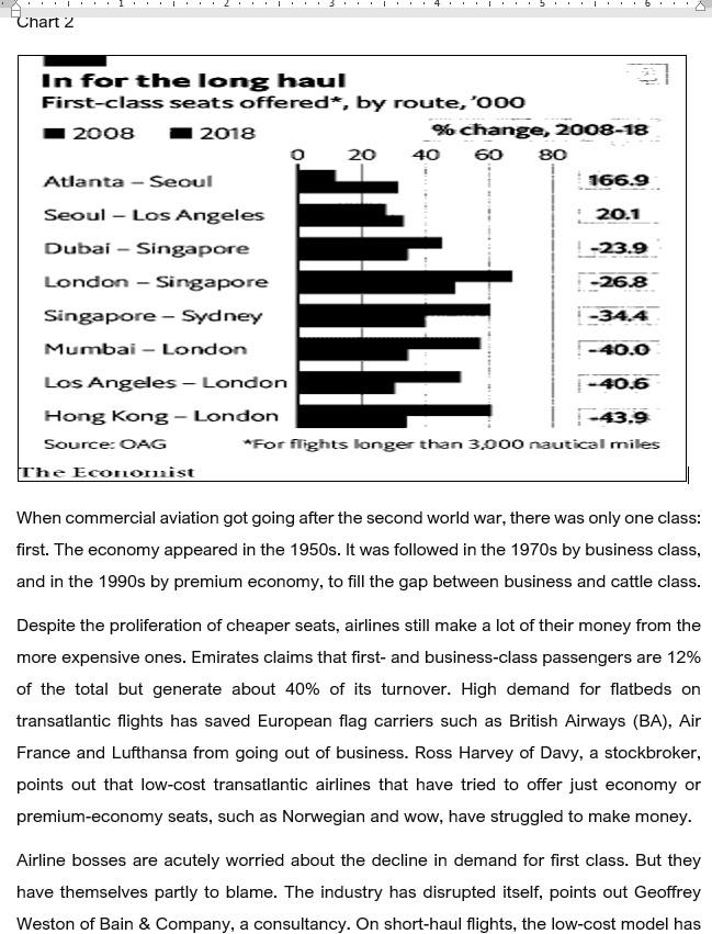 I Chart 2 In for the long haul First-class seats