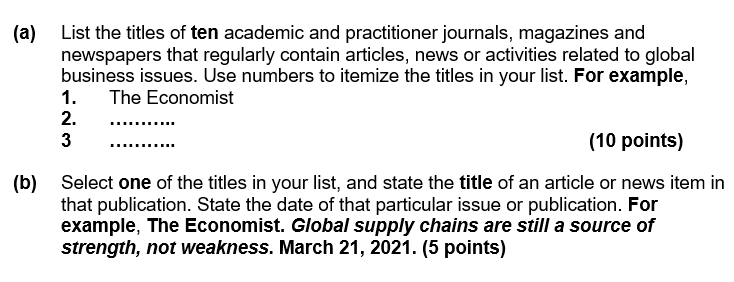 Follow the instructions . (a) List the titles of