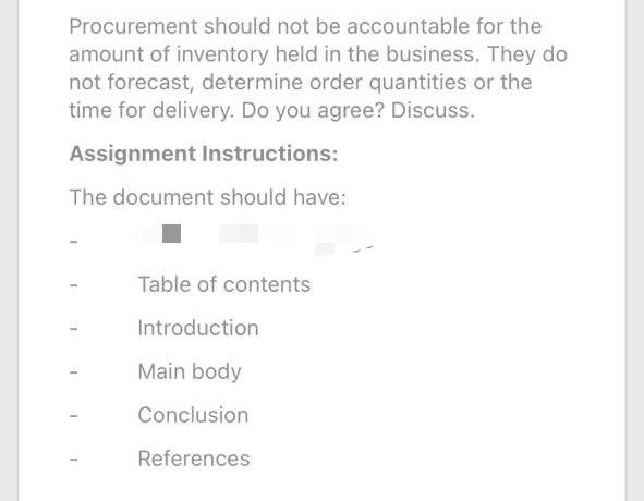 Procurement should not be accountable for the