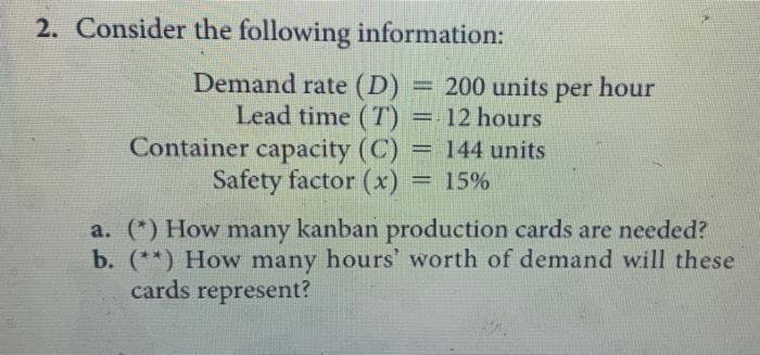 2. Consider the following information: Demand