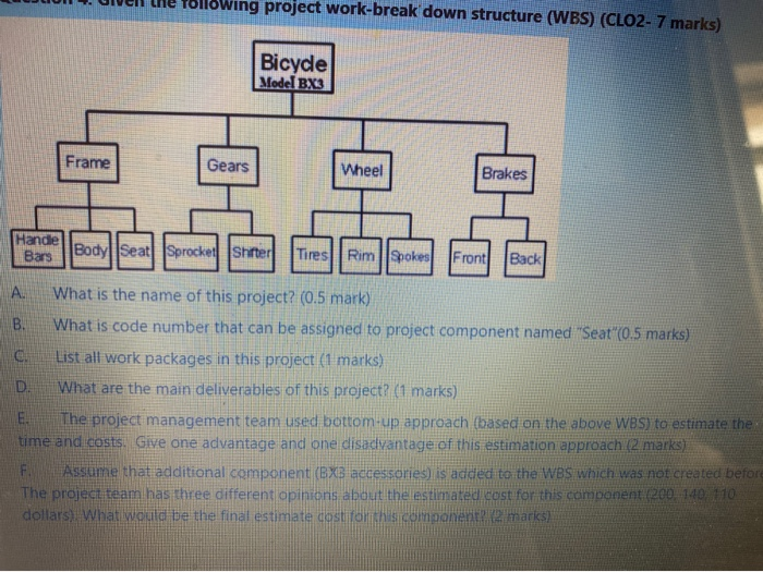 lowing project work-break down structure (WBS)