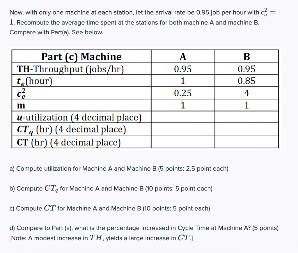 factory physics Consider two different machines A