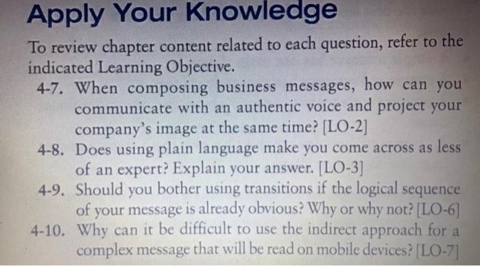 Apply Your Knowledge To review chapter content