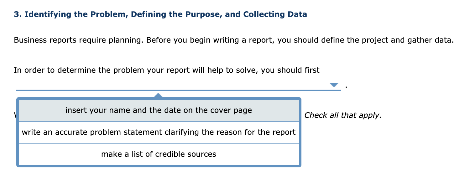 3. Identifying the Problem, Defining the Purpose,