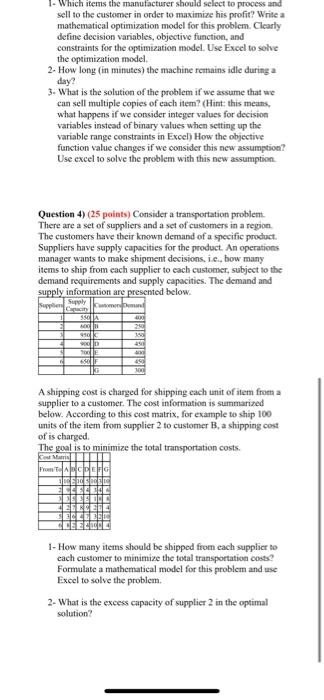 Question 1) (20 points) Consider a pottery