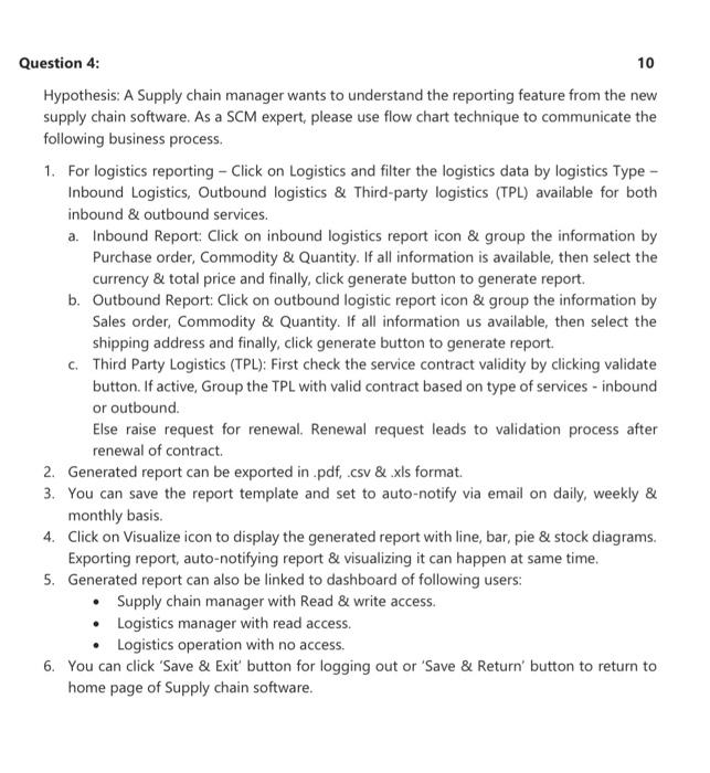 Draw a flow chart for this question Question 4: