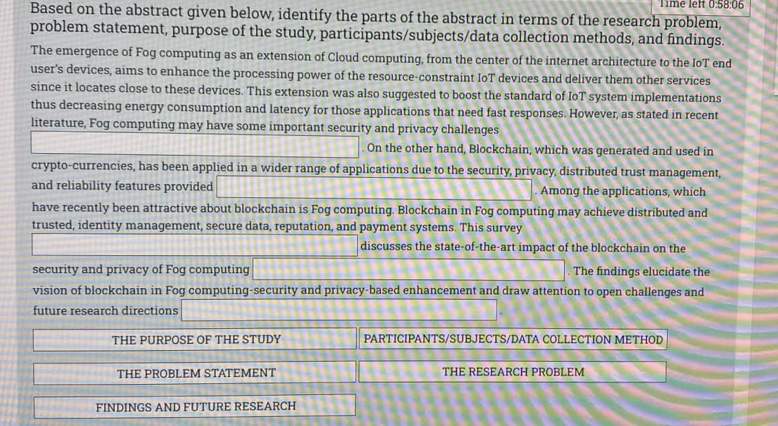 Time left 0:58:06 Based on the abstract given
