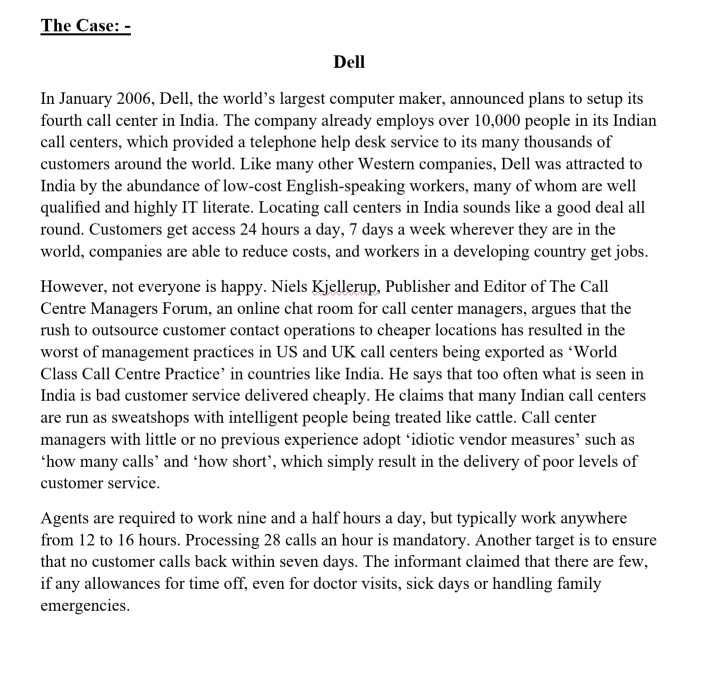 The Case: - Dell In January 2006, Dell, the
