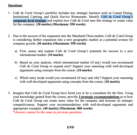 Caf de Coral Group has also recognized the